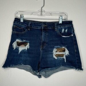 Judy Blue Camo Patch Dark Wash Denim Shorts- Sz XL (11-13)